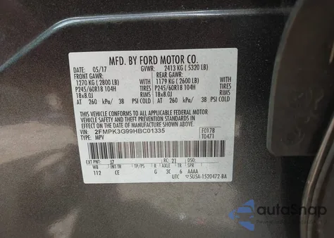 2017 Ford Edge Se from USA, damaged, VIN 2FMPK3G99HBC01335